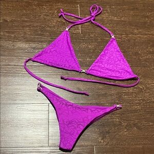 Demon Bikini Handmade Large Triangle Top Small Cheeky Bottom Purple Bikini Set
